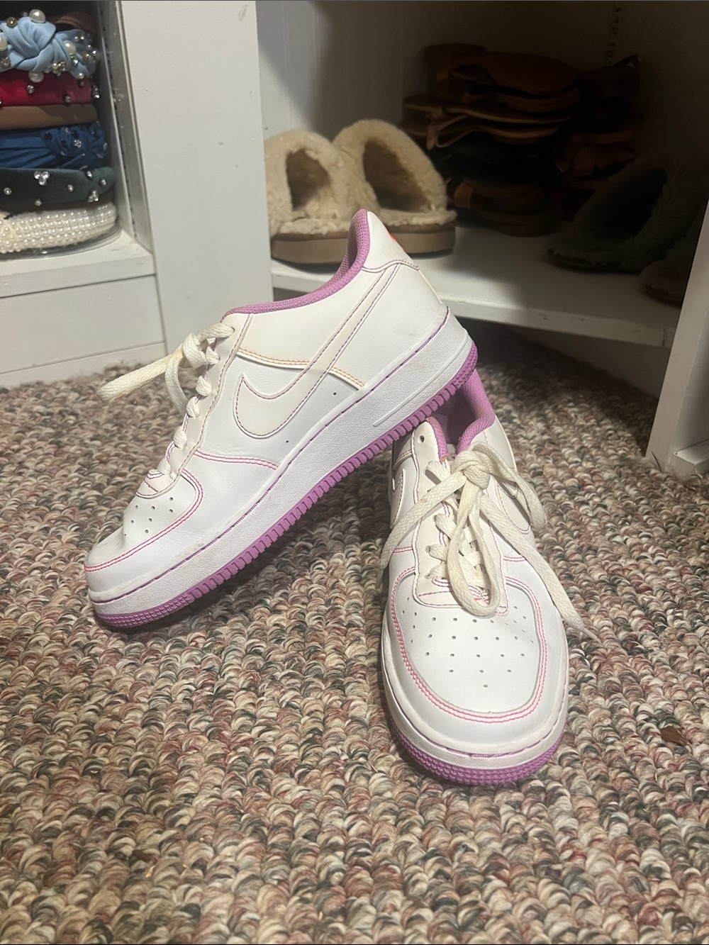 Nike Low-Top Sneakers — White with Light Pink/ Multicolor Accents